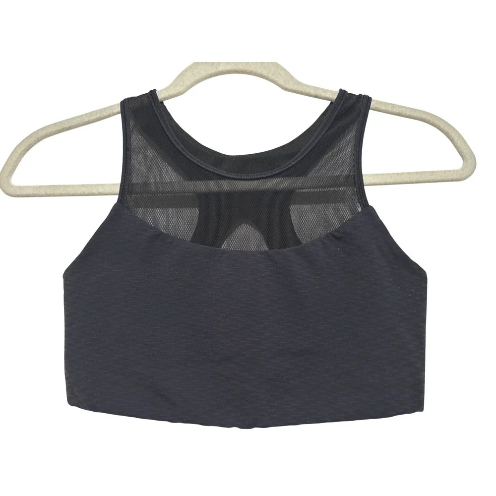 Lululemon Gear Up Navy black Mesh High Neck Racerback Sports Bra Sz 6 athleisure